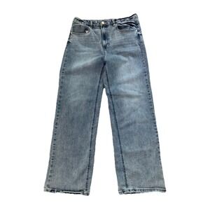 OAT Jeans‎ Wide Leg High Rise Women Sz 12/31 (31x28) Light Wash Stretch PO166-CA